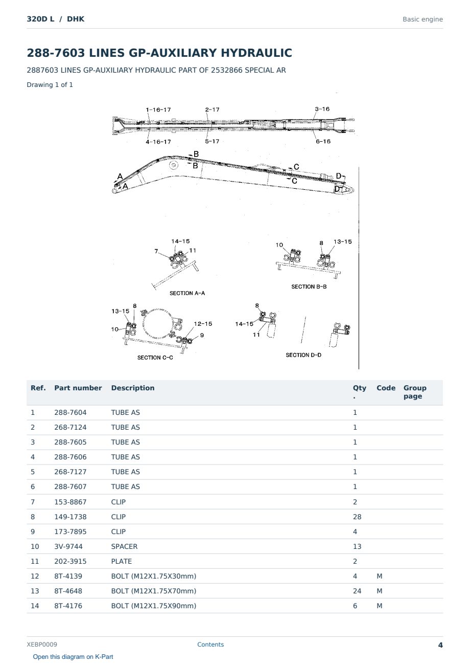 Caterpillar 320D L S/N DHK Partsbook XEBP0009 (English) - sample page 4 of 8 Caterpillar 320D L S/N DHK Partsbook XEBP0009 (English) - sample page 4 of 8