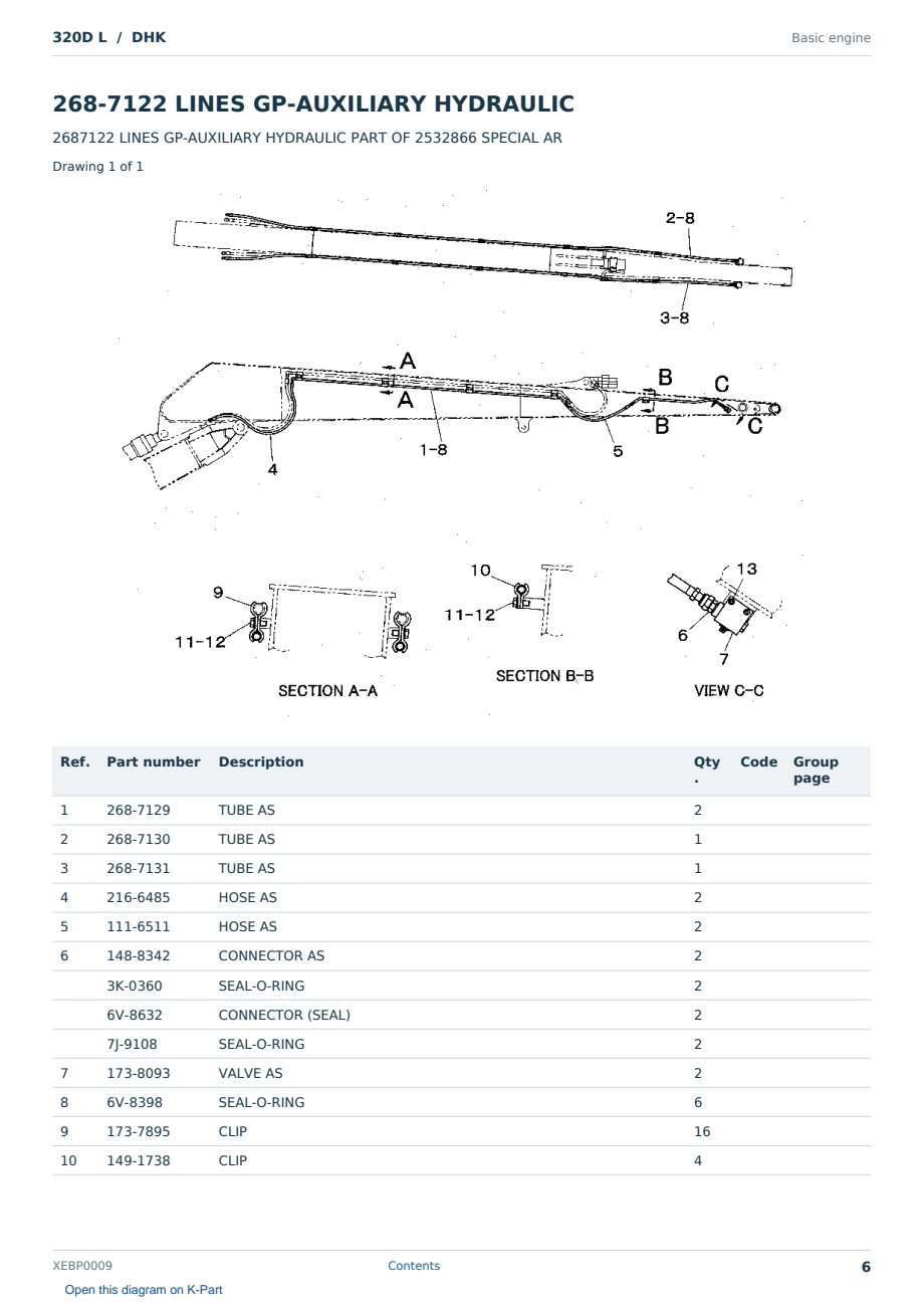 Caterpillar 320D L S/N DHK Partsbook XEBP0009 (English) - sample page 6 of 8 Caterpillar 320D L S/N DHK Partsbook XEBP0009 (English) - sample page 6 of 8