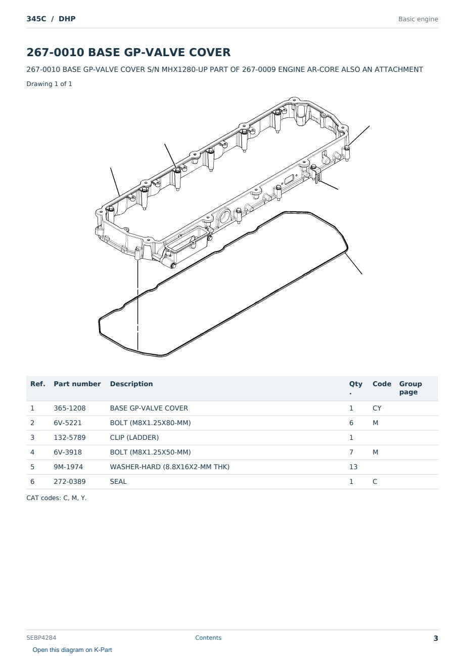 Caterpillar 345C S/N DHP Partsbook SEBP4284 (English) - sample page 3 of 10 Caterpillar 345C S/N DHP Partsbook SEBP4284 (English) - sample page 3 of 10