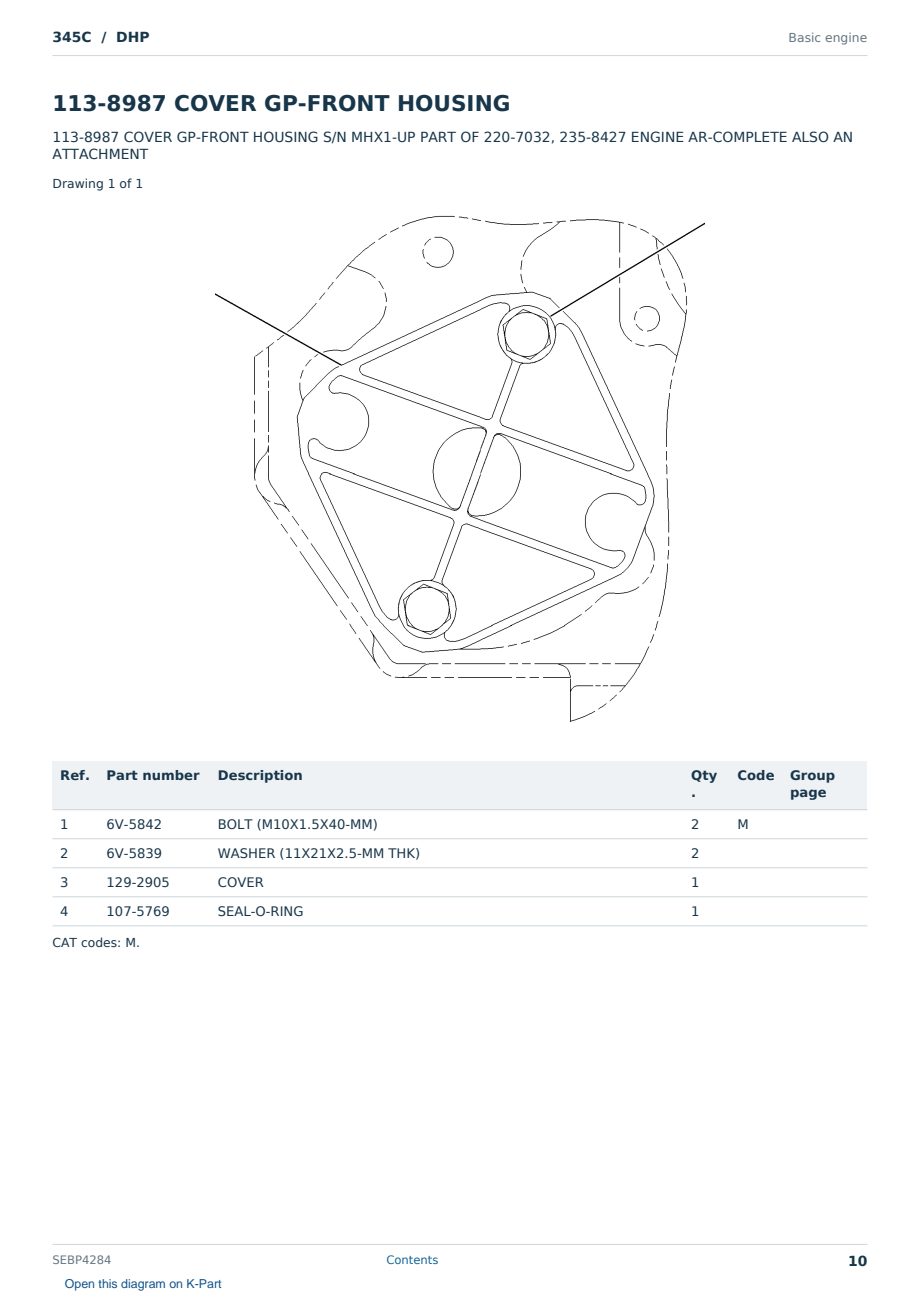 Caterpillar 345C S/N DHP Partsbook SEBP4284 (English) - sample page 10 of 10 Caterpillar 345C S/N DHP Partsbook SEBP4284 (English) - sample page 10 of 10