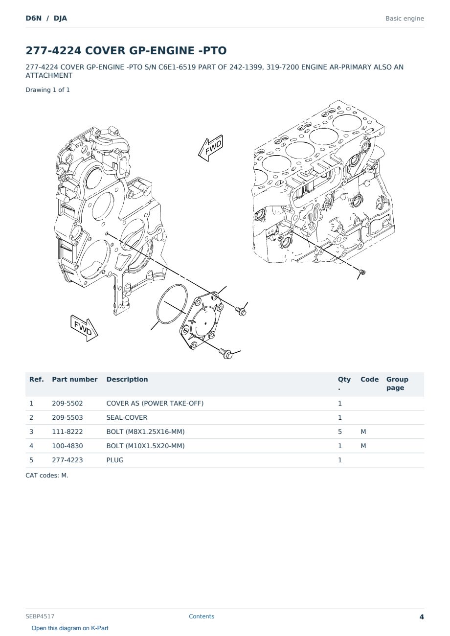 Caterpillar D6N S/N DJA Partsbook SEBP4517 (English) - sample page 4 of 10 Caterpillar D6N S/N DJA Partsbook SEBP4517 (English) - sample page 4 of 10