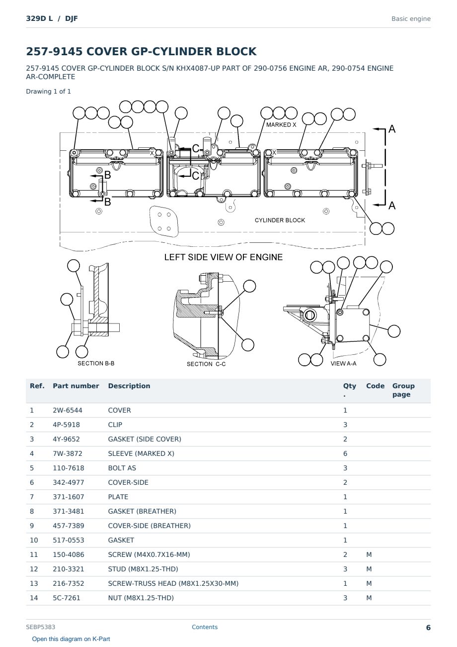 Caterpillar 329D L S/N DJF Partsbook SEBP5383 (English) - sample page 6 of 10 Caterpillar 329D L S/N DJF Partsbook SEBP5383 (English) - sample page 6 of 10