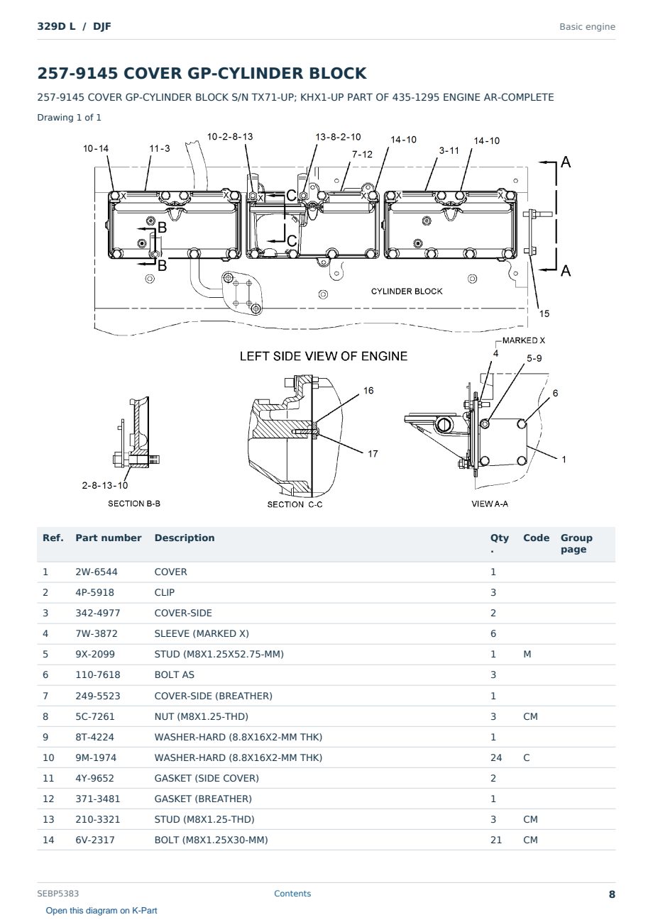 Caterpillar 329D L S/N DJF Partsbook SEBP5383 (English) - sample page 8 of 10 Caterpillar 329D L S/N DJF Partsbook SEBP5383 (English) - sample page 8 of 10