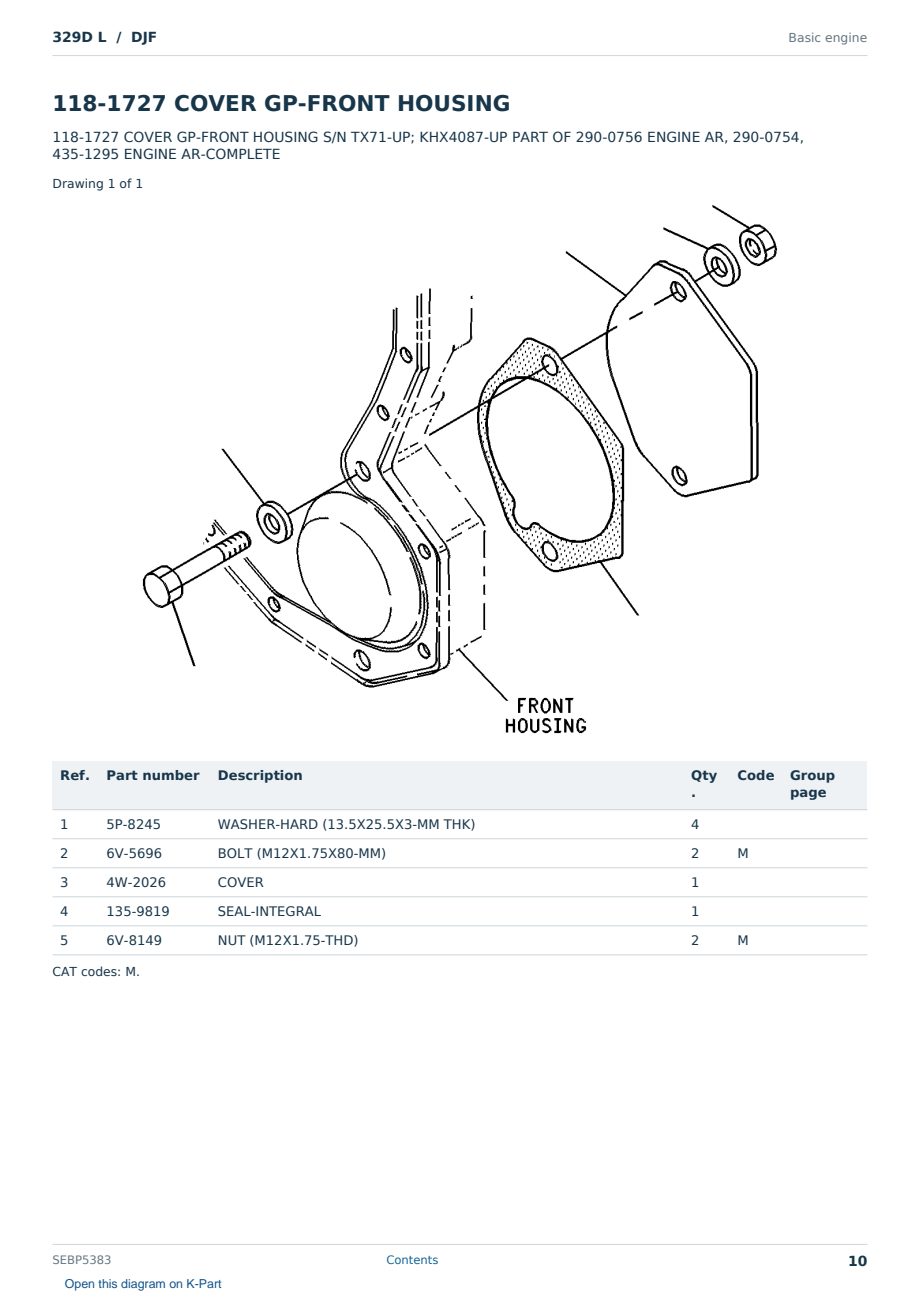 Caterpillar 329D L S/N DJF Partsbook SEBP5383 (English) - sample page 10 of 10 Caterpillar 329D L S/N DJF Partsbook SEBP5383 (English) - sample page 10 of 10