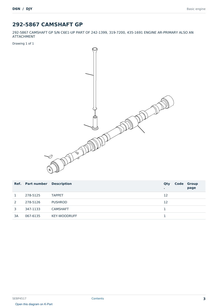 Caterpillar D6N S/N DJY Partsbook SEBP4517 (English) - sample page 3 of 10 Caterpillar D6N S/N DJY Partsbook SEBP4517 (English) - sample page 3 of 10