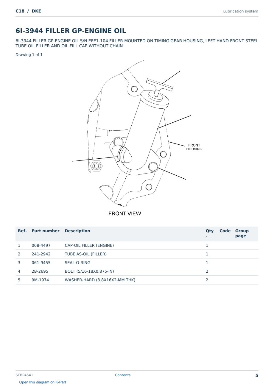 Caterpillar C18 S/N DKE Partsbook SEBP4541 (English) - sample page 5 of 10 Caterpillar C18 S/N DKE Partsbook SEBP4541 (English) - sample page 5 of 10