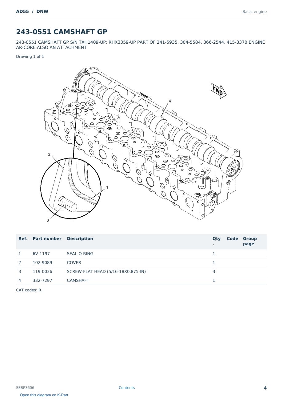 Caterpillar AD55 S/N DNW Partsbook SEBP3606 (English) - sample page 4 of 10 Caterpillar AD55 S/N DNW Partsbook SEBP3606 (English) - sample page 4 of 10