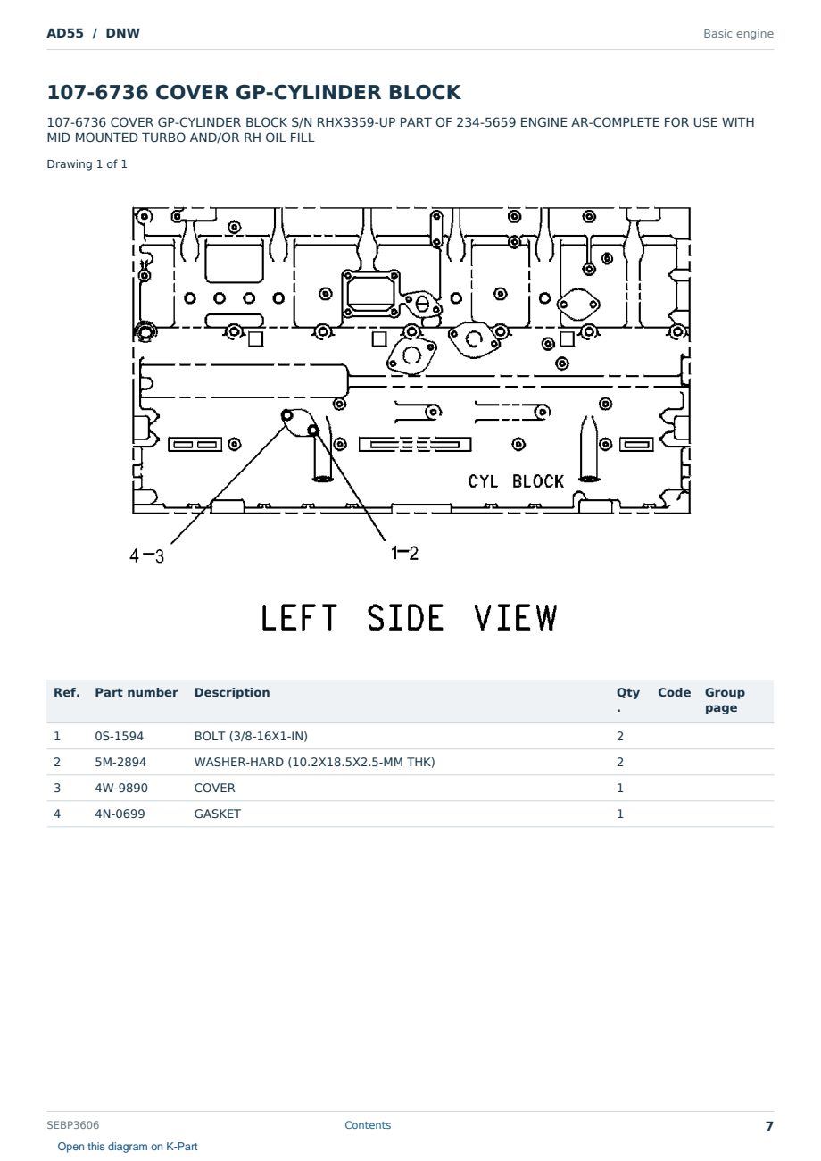 Caterpillar AD55 S/N DNW Partsbook SEBP3606 (English) - sample page 7 of 10 Caterpillar AD55 S/N DNW Partsbook SEBP3606 (English) - sample page 7 of 10