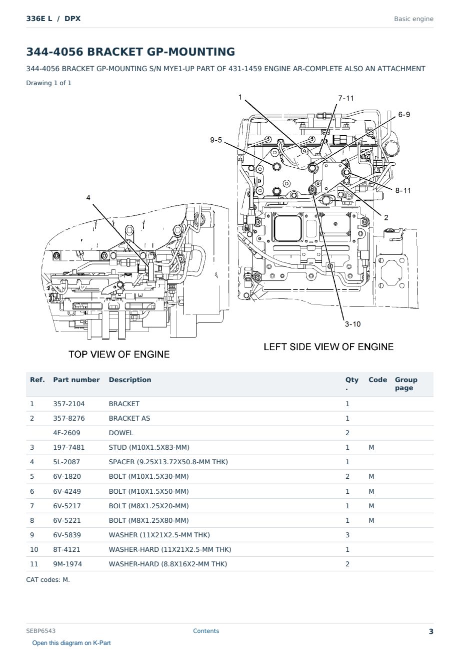 Caterpillar 336E L S/N DPX Partsbook SEBP6543 (English) - sample page 3 of 10 Caterpillar 336E L S/N DPX Partsbook SEBP6543 (English) - sample page 3 of 10