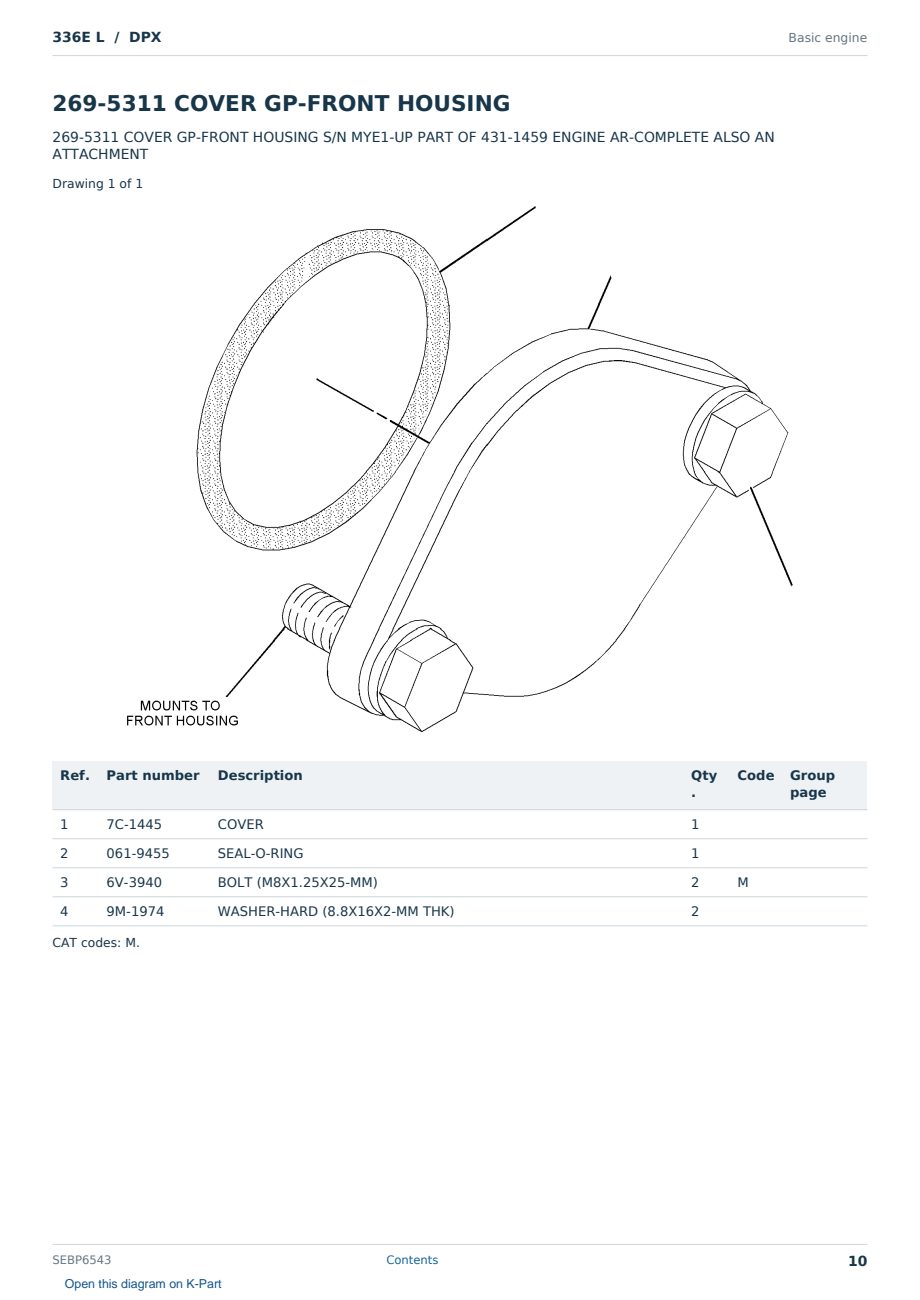 Caterpillar 336E L S/N DPX Partsbook SEBP6543 (English) - sample page 10 of 10 Caterpillar 336E L S/N DPX Partsbook SEBP6543 (English) - sample page 10 of 10