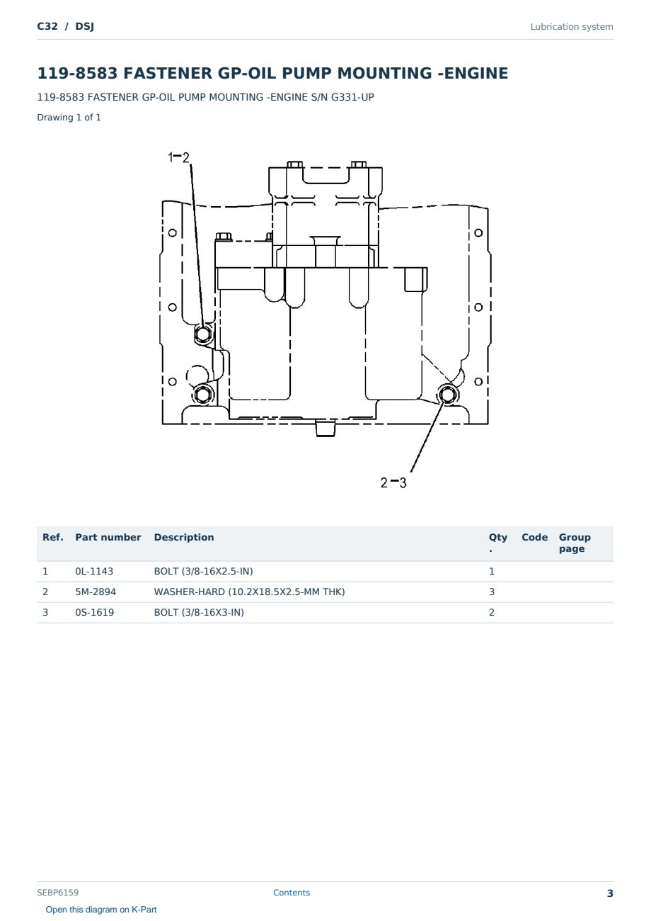 Caterpillar C32 S/N DSJ Partsbook SEBP6159 (English) - sample page 3 of 10 Caterpillar C32 S/N DSJ Partsbook SEBP6159 (English) - sample page 3 of 10