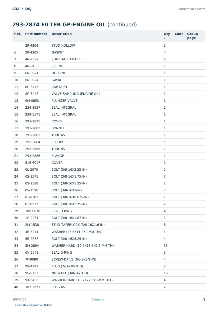 Caterpillar C32 S/N DSJ Partsbook SEBP6159 (English) - sample page 7 of 10 Caterpillar C32 S/N DSJ Partsbook SEBP6159 (English) - sample page 7 of 10