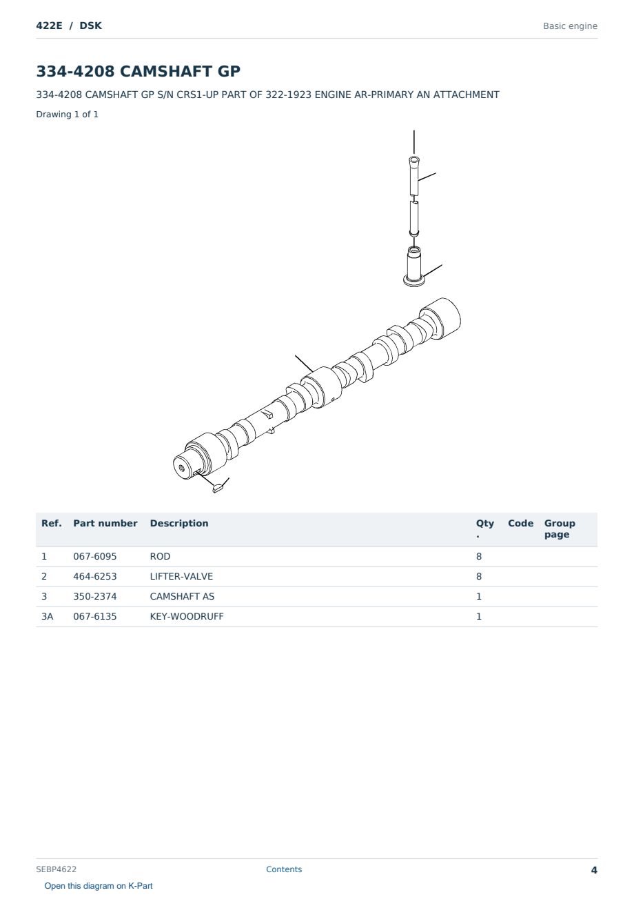 Caterpillar 422E S/N DSK Partsbook SEBP4622 (English) - sample page 4 of 10 Caterpillar 422E S/N DSK Partsbook SEBP4622 (English) - sample page 4 of 10