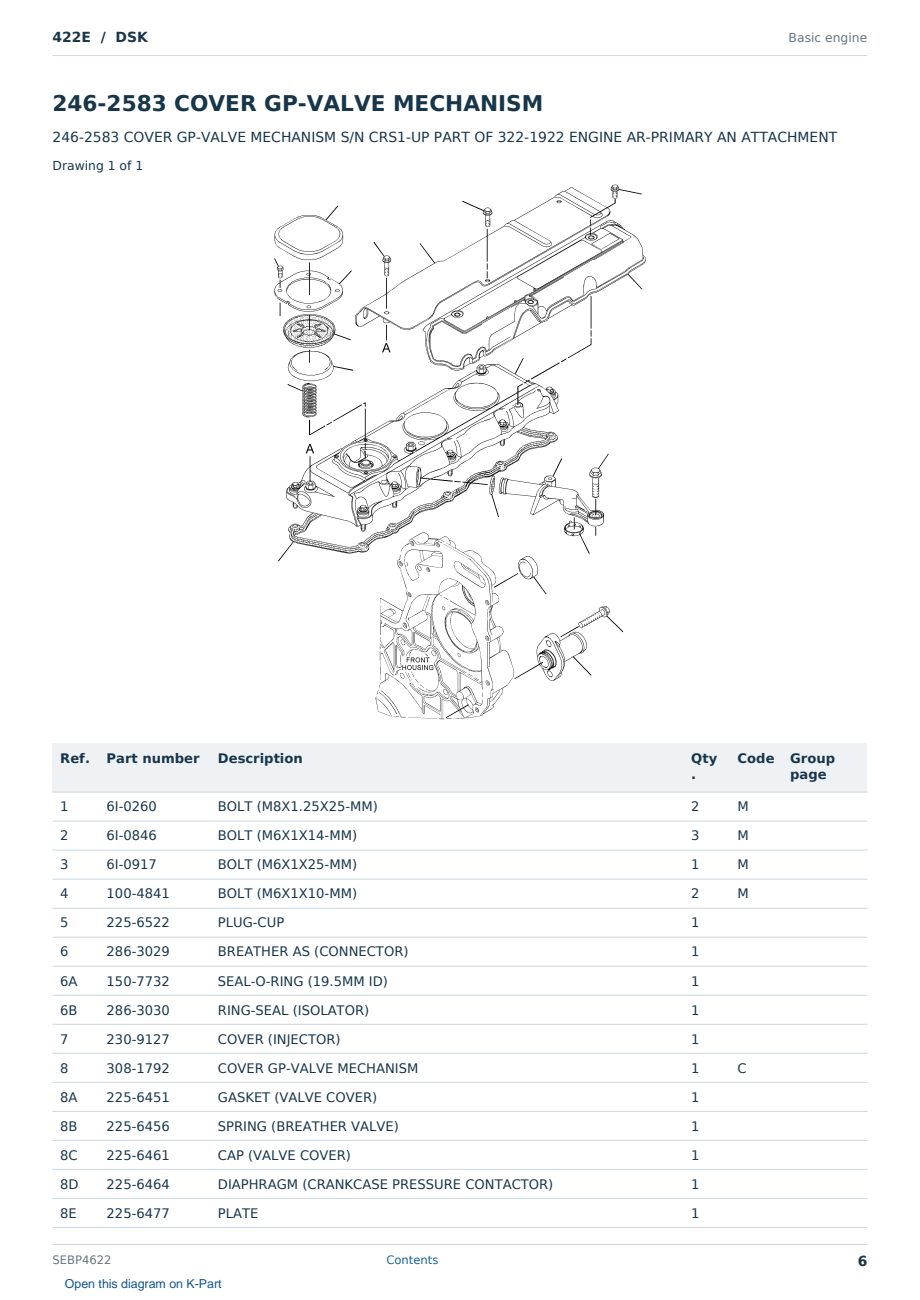 Caterpillar 422E S/N DSK Partsbook SEBP4622 (English) - sample page 6 of 10 Caterpillar 422E S/N DSK Partsbook SEBP4622 (English) - sample page 6 of 10