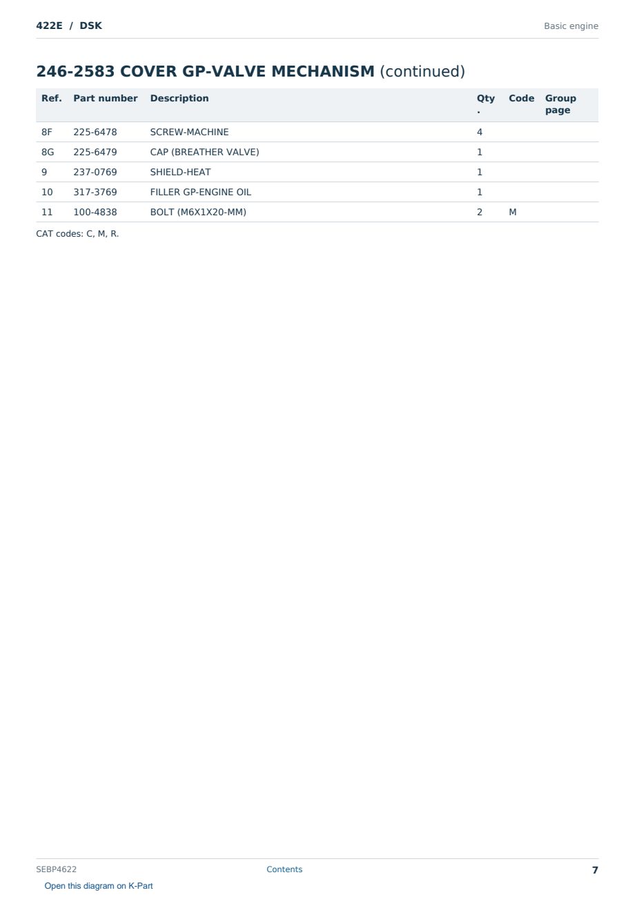 Caterpillar 422E S/N DSK Partsbook SEBP4622 (English) - sample page 7 of 10 Caterpillar 422E S/N DSK Partsbook SEBP4622 (English) - sample page 7 of 10