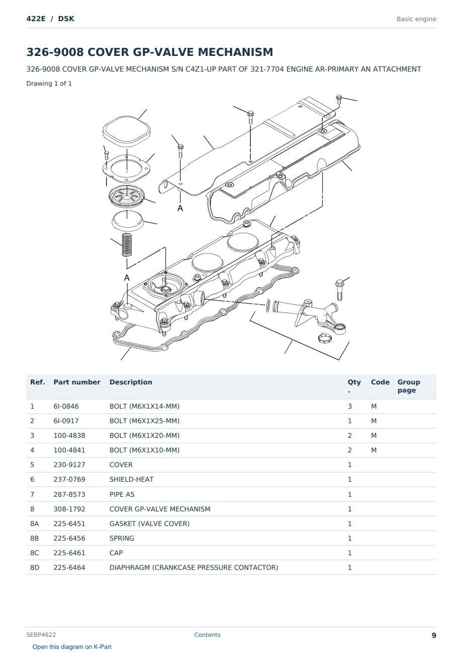 Caterpillar 422E S/N DSK Partsbook SEBP4622 (English) - sample page 9 of 10 Caterpillar 422E S/N DSK Partsbook SEBP4622 (English) - sample page 9 of 10