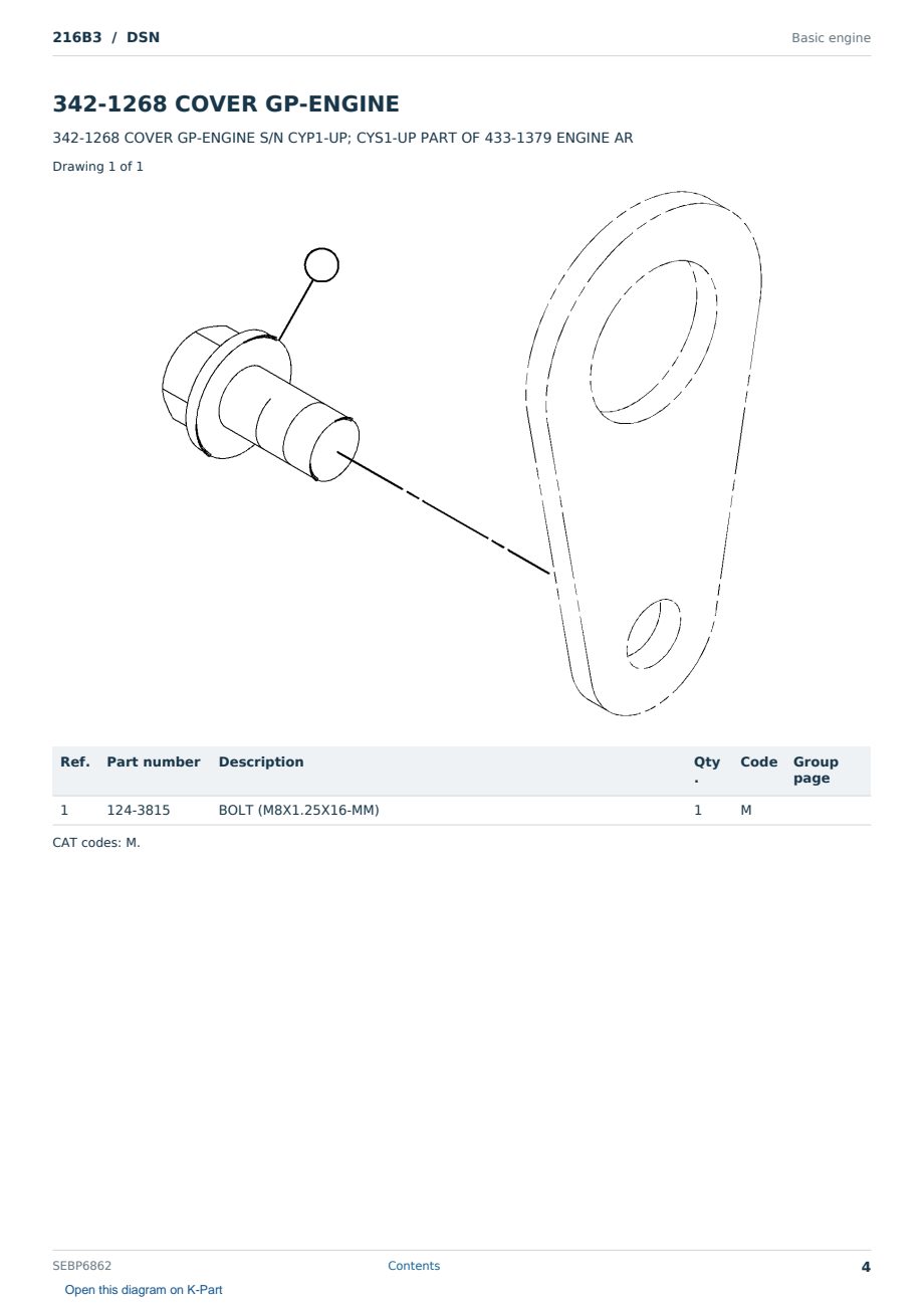 Caterpillar 216B3 S/N DSN Partsbook SEBP6862 (English) - sample page 4 of 10 Caterpillar 216B3 S/N DSN Partsbook SEBP6862 (English) - sample page 4 of 10