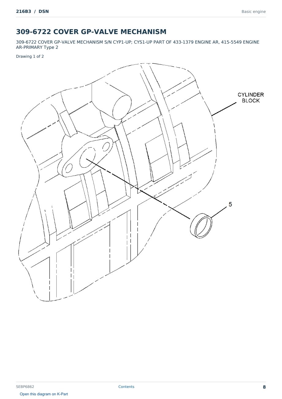 Caterpillar 216B3 S/N DSN Partsbook SEBP6862 (English) - sample page 8 of 10 Caterpillar 216B3 S/N DSN Partsbook SEBP6862 (English) - sample page 8 of 10