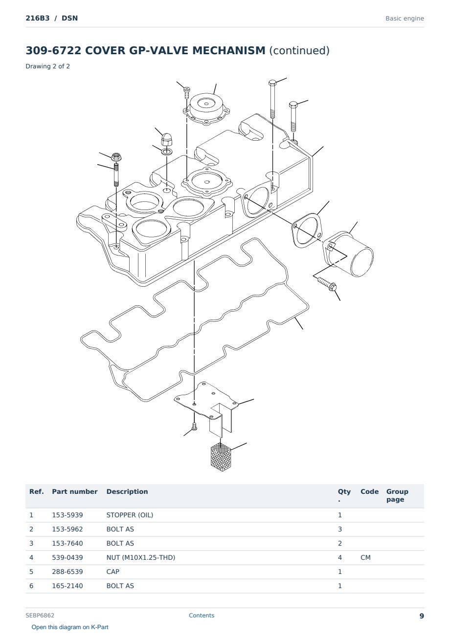 Caterpillar 216B3 S/N DSN Partsbook SEBP6862 (English) - sample page 9 of 10 Caterpillar 216B3 S/N DSN Partsbook SEBP6862 (English) - sample page 9 of 10