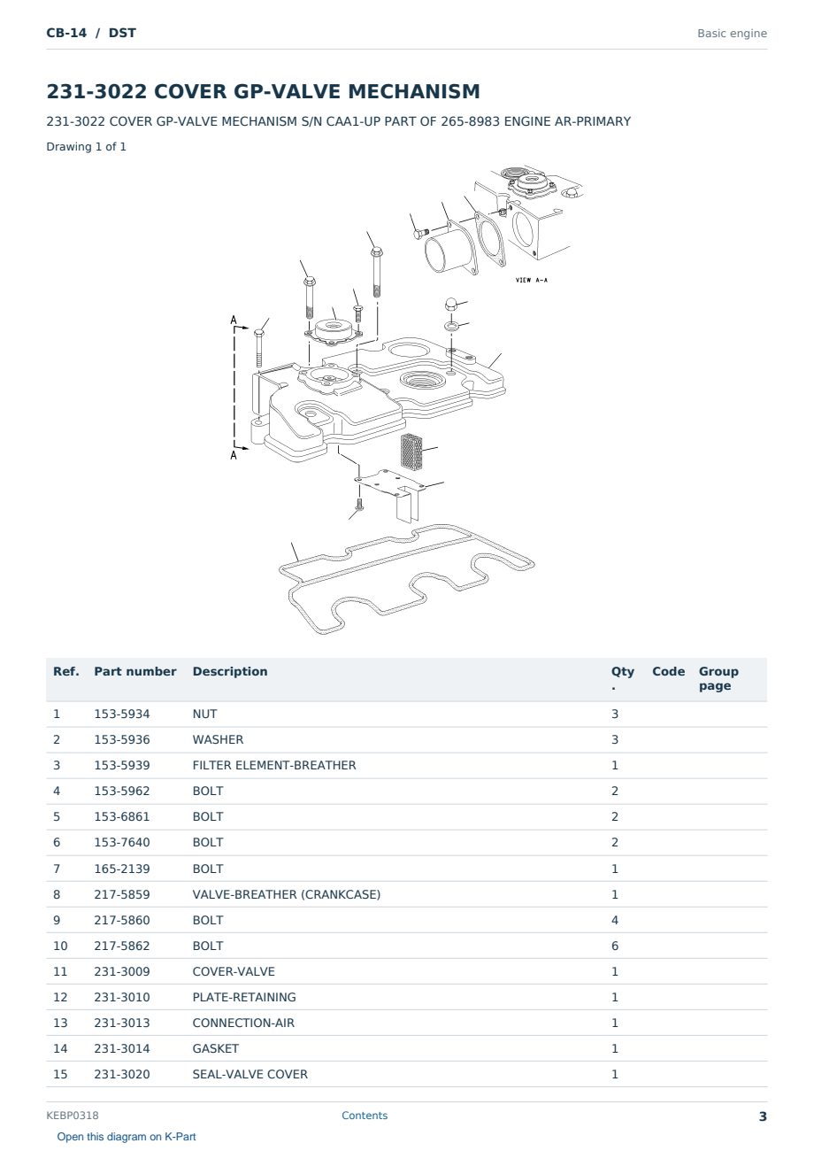 Caterpillar CB-14 S/N DST Partsbook KEBP0318 (English) - sample page 3 of 10 Caterpillar CB-14 S/N DST Partsbook KEBP0318 (English) - sample page 3 of 10