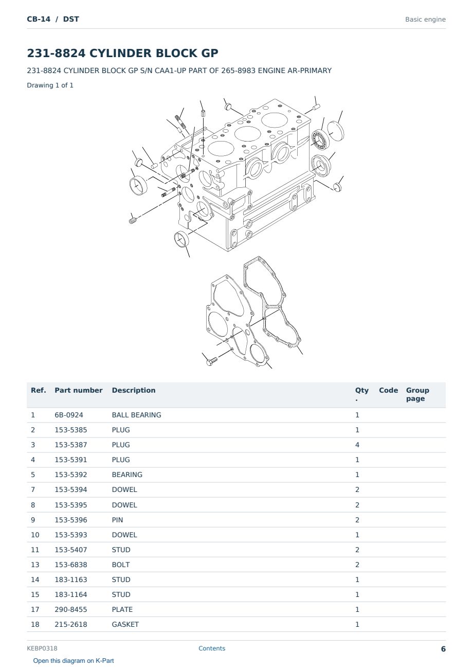 Caterpillar CB-14 S/N DST Partsbook KEBP0318 (English) - sample page 6 of 10 Caterpillar CB-14 S/N DST Partsbook KEBP0318 (English) - sample page 6 of 10