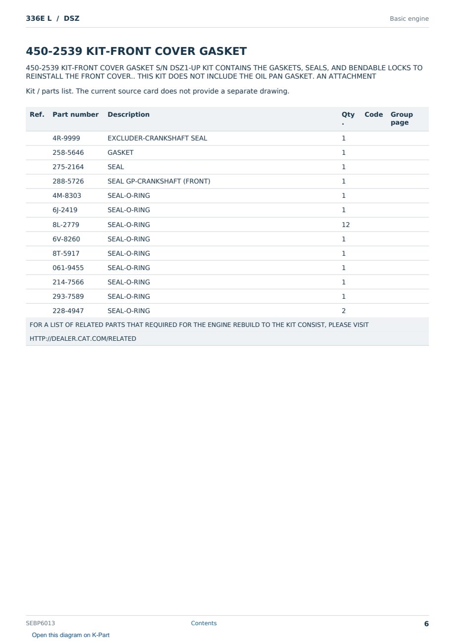 Caterpillar 336E L S/N DSZ Partsbook SEBP6013 (English) - sample page 6 of 7 Caterpillar 336E L S/N DSZ Partsbook SEBP6013 (English) - sample page 6 of 7