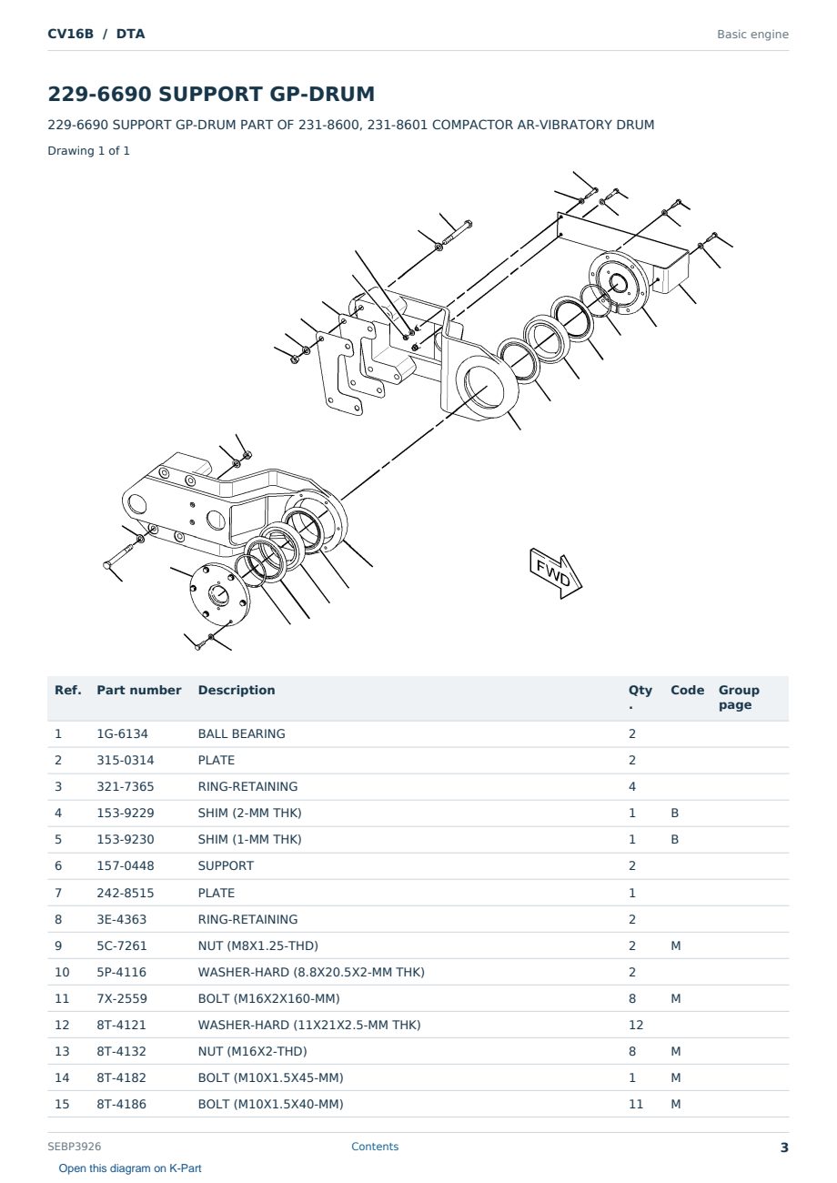 Caterpillar CV16B S/N DTA Partsbook SEBP3926 (English) - sample page 3 of 10 Caterpillar CV16B S/N DTA Partsbook SEBP3926 (English) - sample page 3 of 10