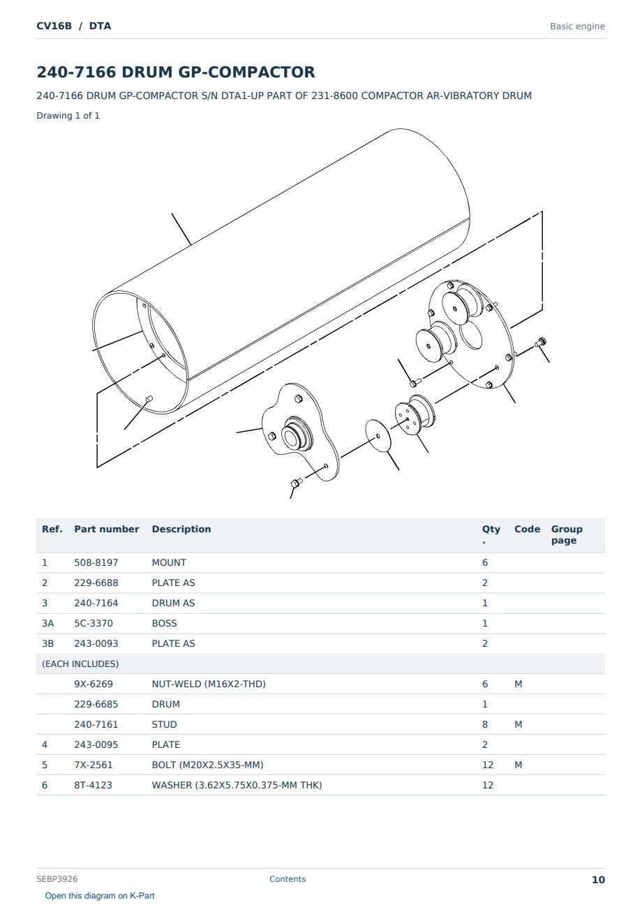 Caterpillar CV16B S/N DTA Partsbook SEBP3926 (English) - sample page 10 of 10 Caterpillar CV16B S/N DTA Partsbook SEBP3926 (English) - sample page 10 of 10