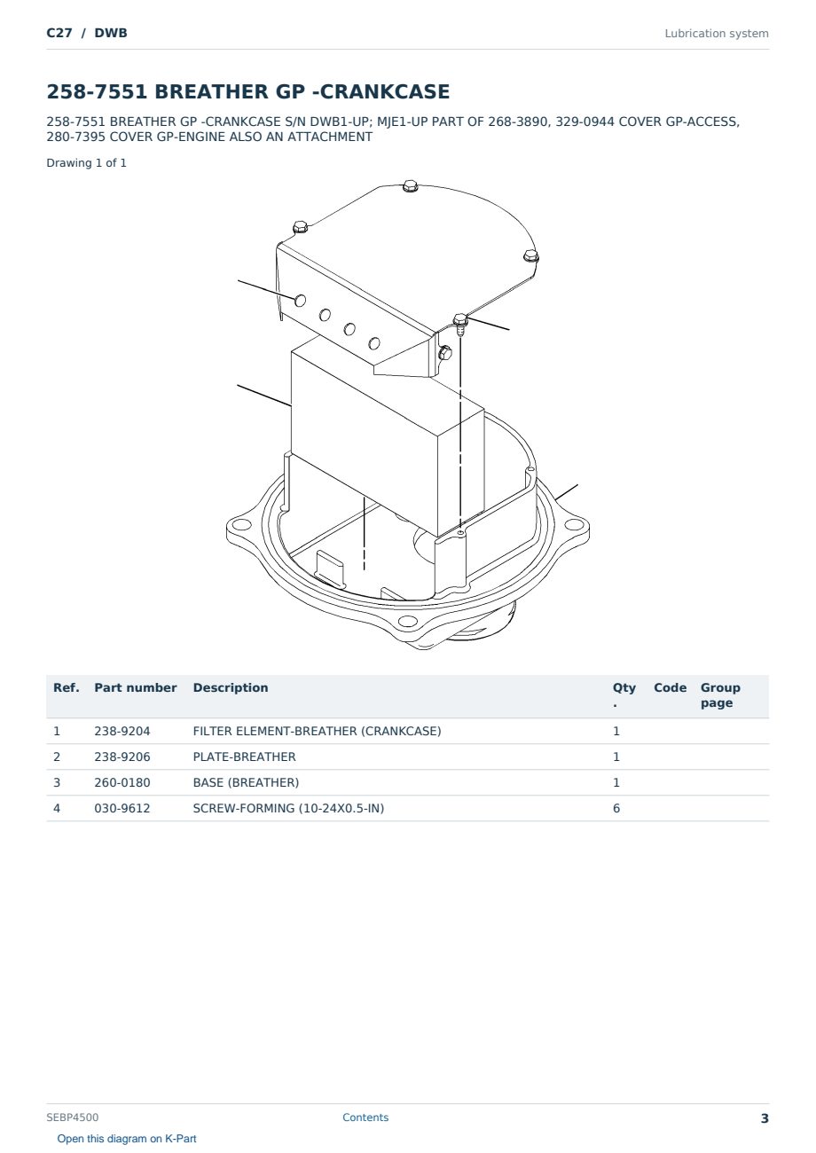 Caterpillar C27 S/N DWB Partsbook SEBP4500 (English) - sample page 3 of 10 Caterpillar C27 S/N DWB Partsbook SEBP4500 (English) - sample page 3 of 10