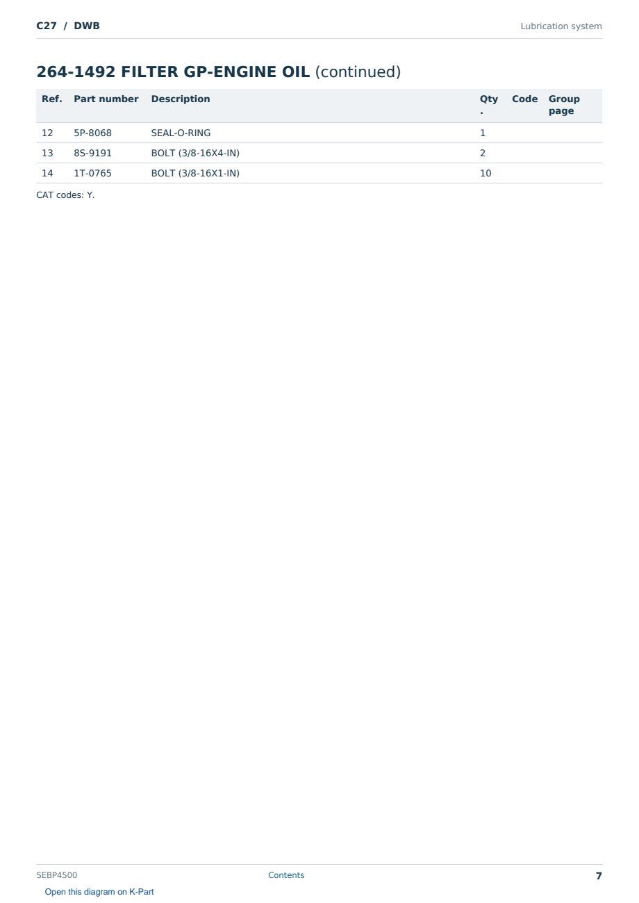 Caterpillar C27 S/N DWB Partsbook SEBP4500 (English) - sample page 7 of 10 Caterpillar C27 S/N DWB Partsbook SEBP4500 (English) - sample page 7 of 10