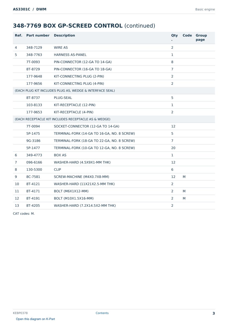 Caterpillar AS3301C S/N DWM Partsbook KEBP0378 (English) - sample page 3 of 10 Caterpillar AS3301C S/N DWM Partsbook KEBP0378 (English) - sample page 3 of 10