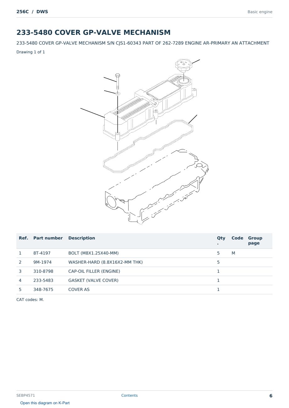 Caterpillar 256C S/N DWS Partsbook SEBP4571 (English) - sample page 6 of 10 Caterpillar 256C S/N DWS Partsbook SEBP4571 (English) - sample page 6 of 10