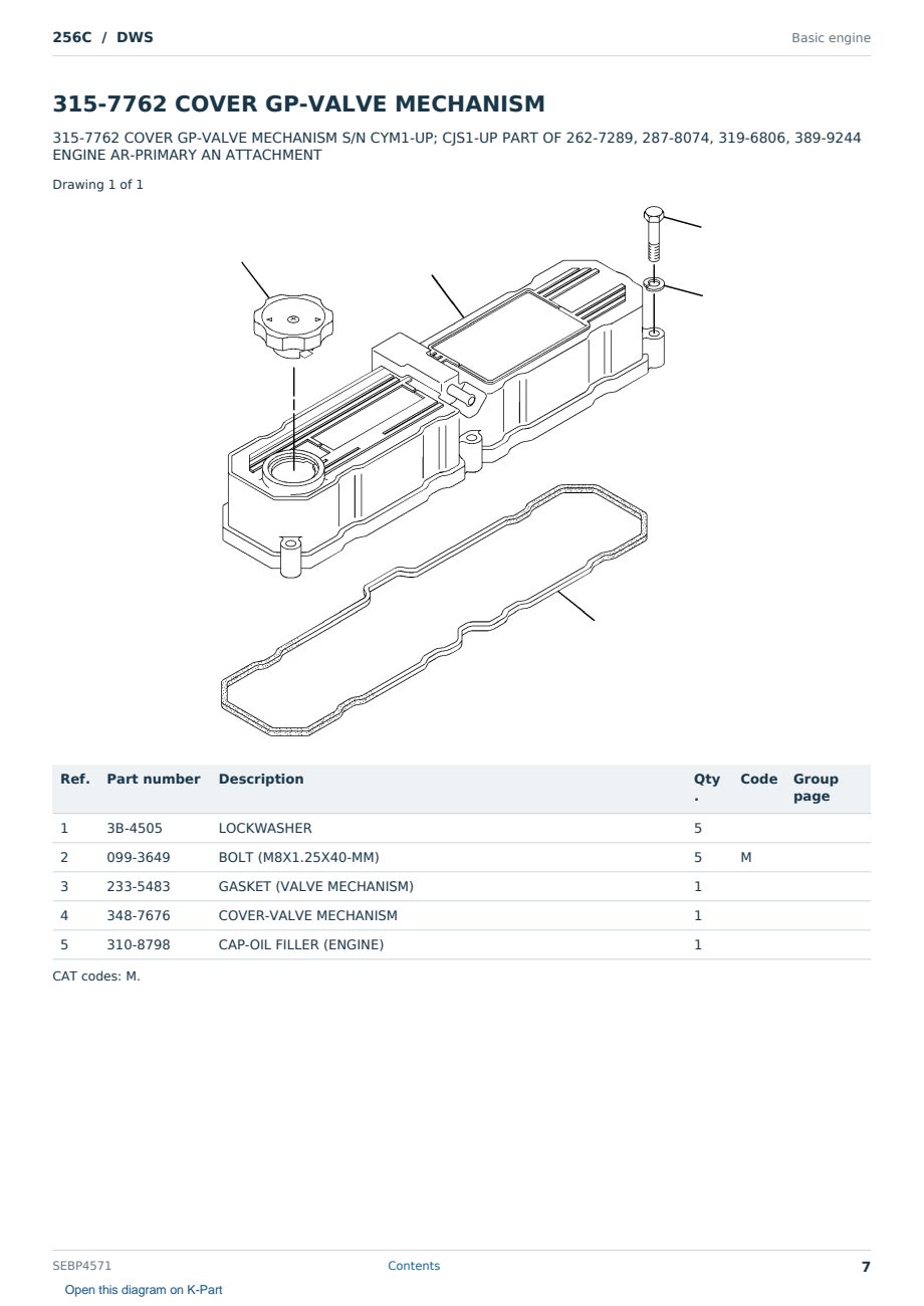 Caterpillar 256C S/N DWS Partsbook SEBP4571 (English) - sample page 7 of 10 Caterpillar 256C S/N DWS Partsbook SEBP4571 (English) - sample page 7 of 10