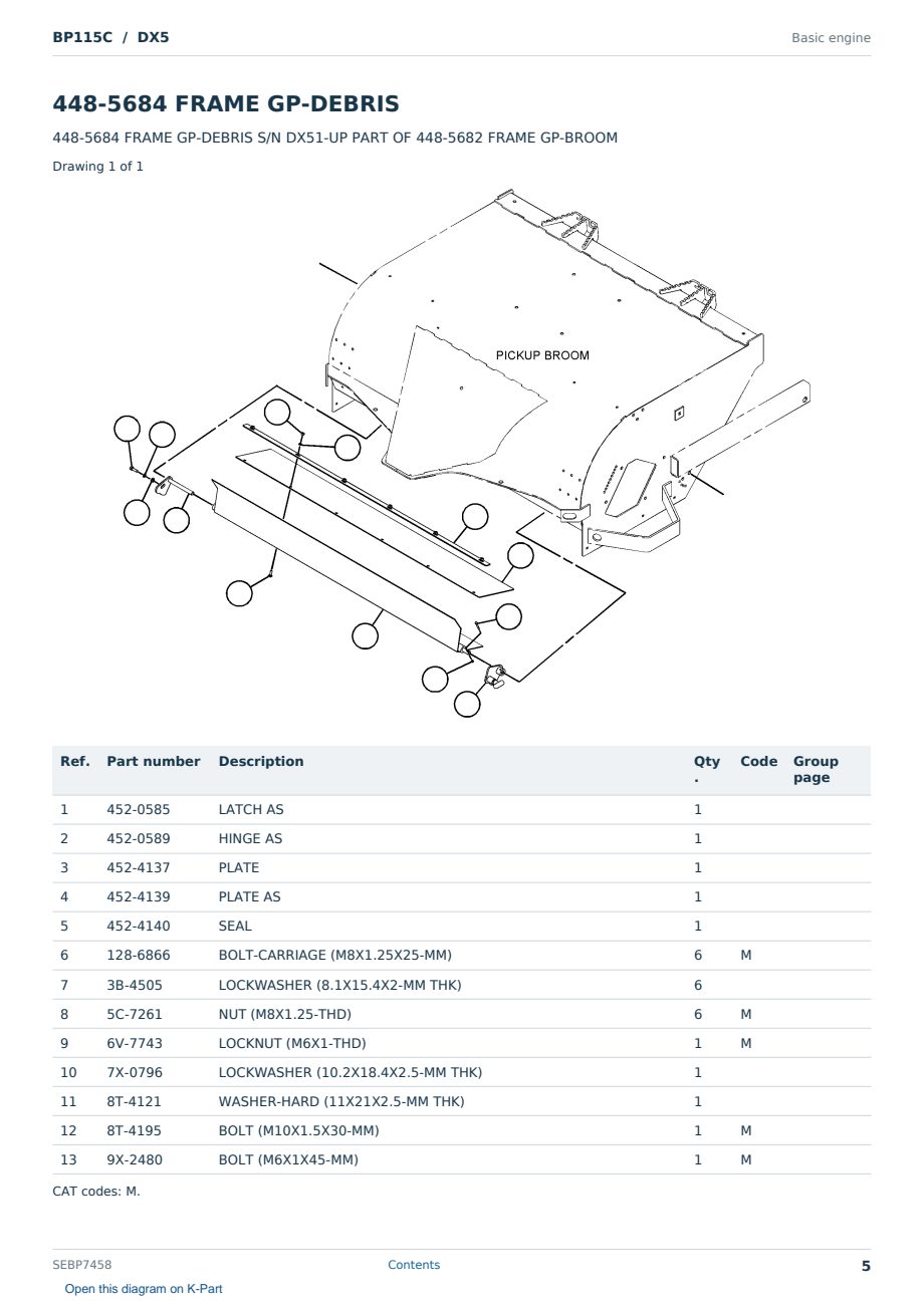 Caterpillar BP115C S/N DX5 Partsbook SEBP7458 (English) - sample page 5 of 10 Caterpillar BP115C S/N DX5 Partsbook SEBP7458 (English) - sample page 5 of 10