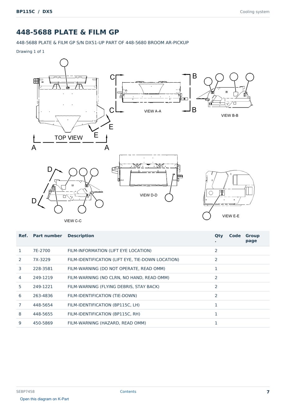 Caterpillar BP115C S/N DX5 Partsbook SEBP7458 (English) - sample page 7 of 10 Caterpillar BP115C S/N DX5 Partsbook SEBP7458 (English) - sample page 7 of 10
