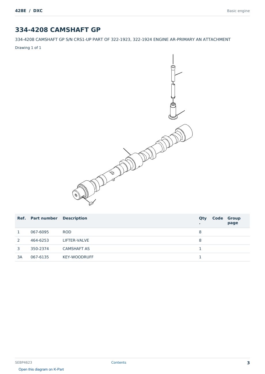 Caterpillar 428E S/N DXC Partsbook SEBP4623 (English) - sample page 3 of 10 Caterpillar 428E S/N DXC Partsbook SEBP4623 (English) - sample page 3 of 10