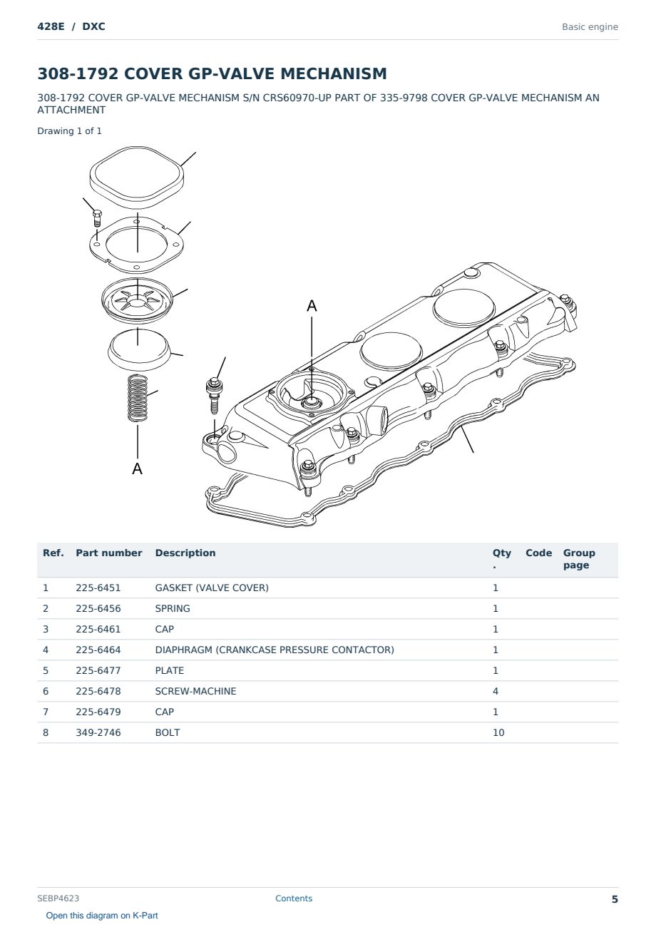 Caterpillar 428E S/N DXC Partsbook SEBP4623 (English) - sample page 5 of 10 Caterpillar 428E S/N DXC Partsbook SEBP4623 (English) - sample page 5 of 10