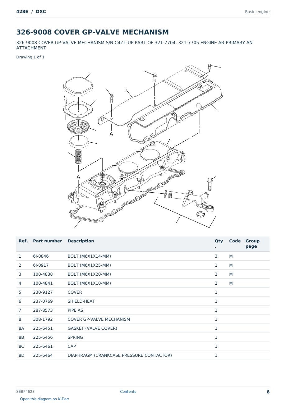 Caterpillar 428E S/N DXC Partsbook SEBP4623 (English) - sample page 6 of 10 Caterpillar 428E S/N DXC Partsbook SEBP4623 (English) - sample page 6 of 10