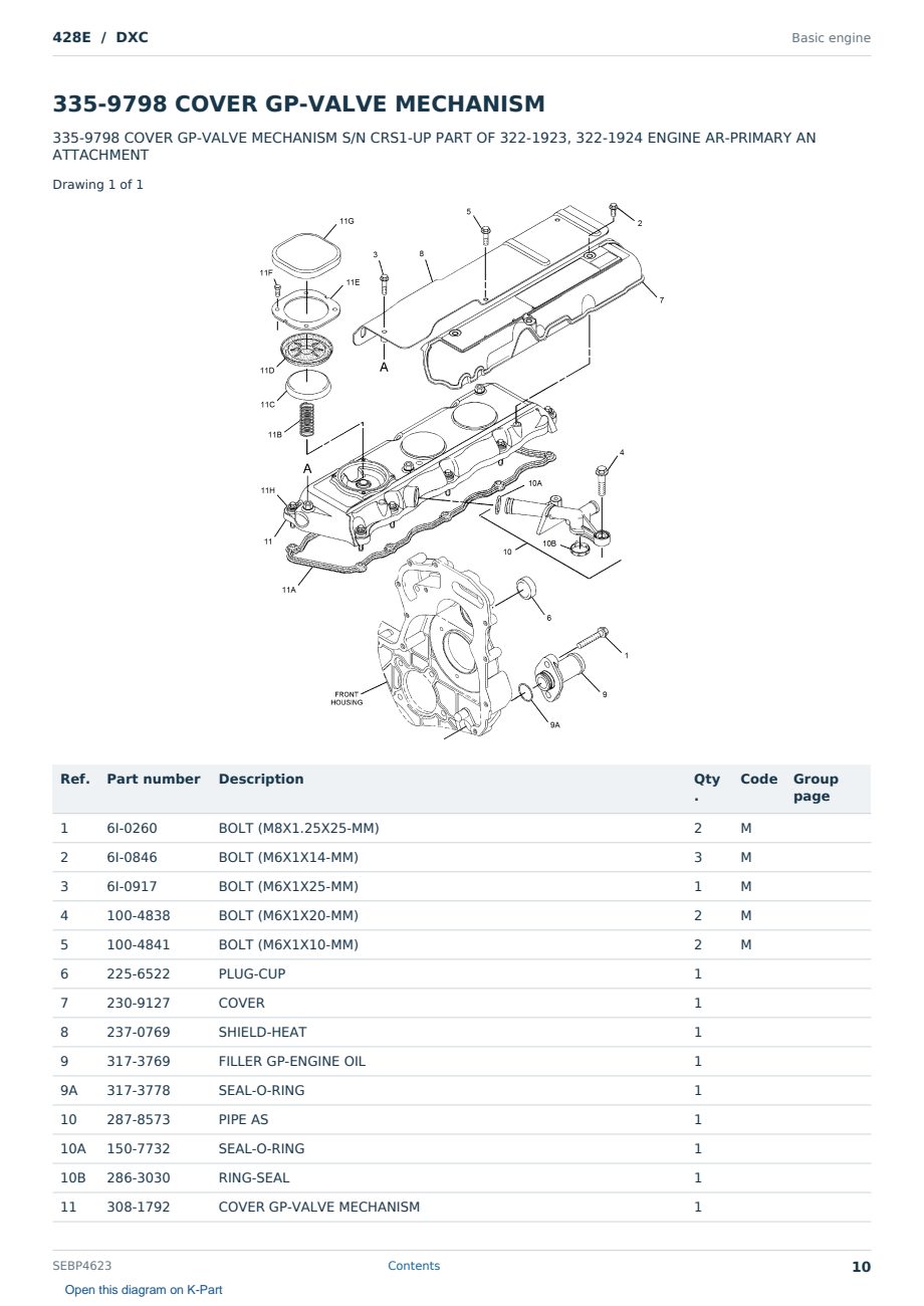 Caterpillar 428E S/N DXC Partsbook SEBP4623 (English) - sample page 10 of 10 Caterpillar 428E S/N DXC Partsbook SEBP4623 (English) - sample page 10 of 10