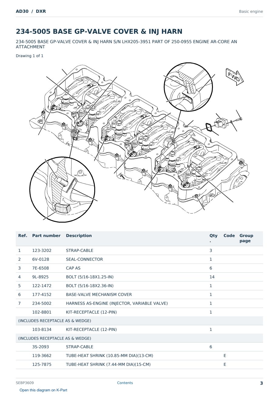 Caterpillar AD30 S/N DXR Partsbook SEBP3609 (English) - sample page 3 of 10 Caterpillar AD30 S/N DXR Partsbook SEBP3609 (English) - sample page 3 of 10