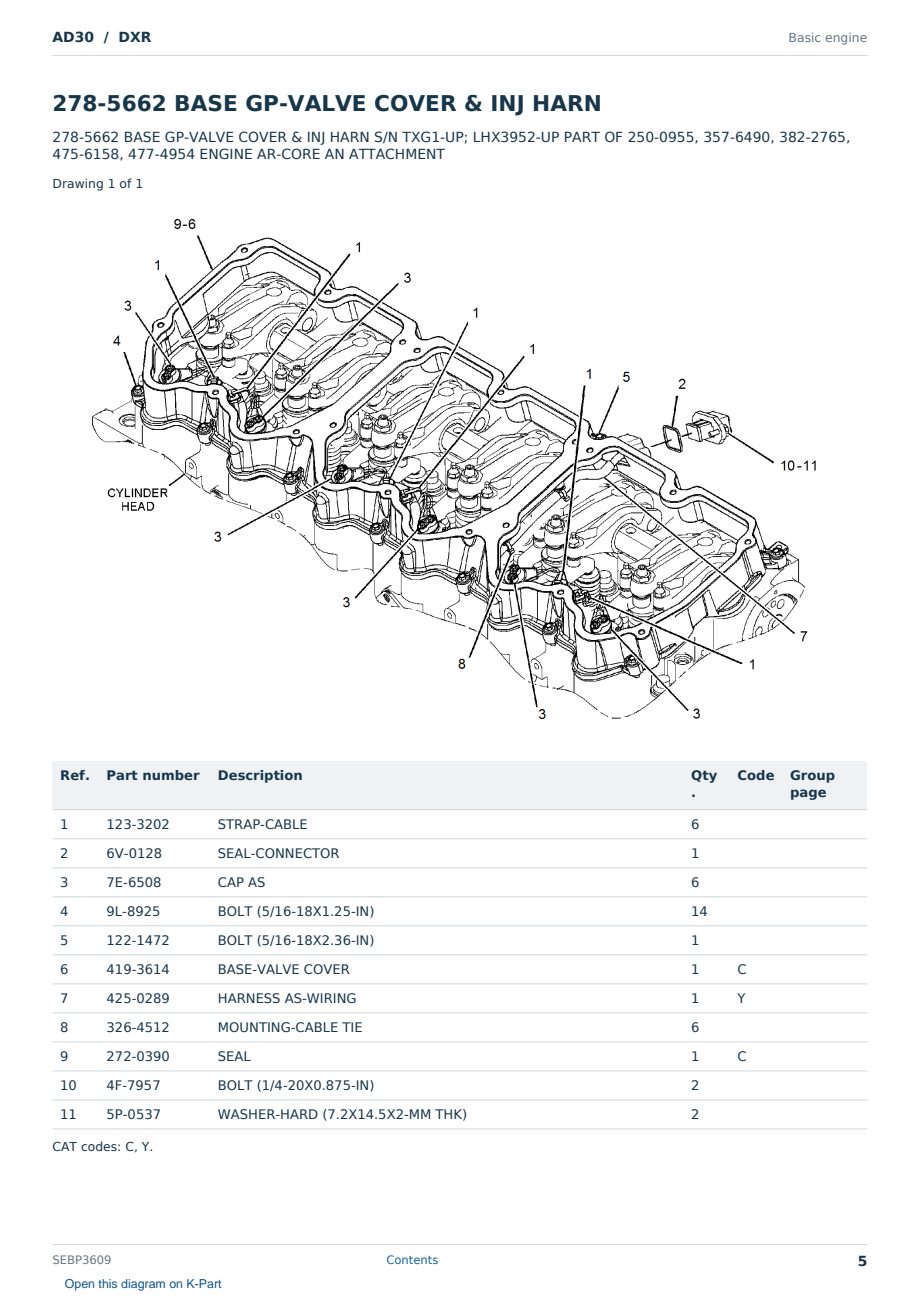 Caterpillar AD30 S/N DXR Partsbook SEBP3609 (English) - sample page 5 of 10 Caterpillar AD30 S/N DXR Partsbook SEBP3609 (English) - sample page 5 of 10