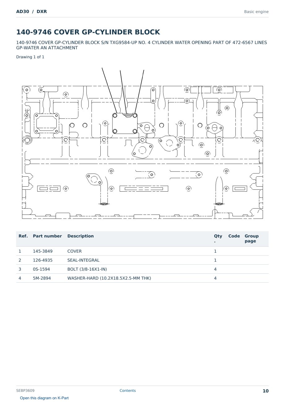Caterpillar AD30 S/N DXR Partsbook SEBP3609 (English) - sample page 10 of 10 Caterpillar AD30 S/N DXR Partsbook SEBP3609 (English) - sample page 10 of 10