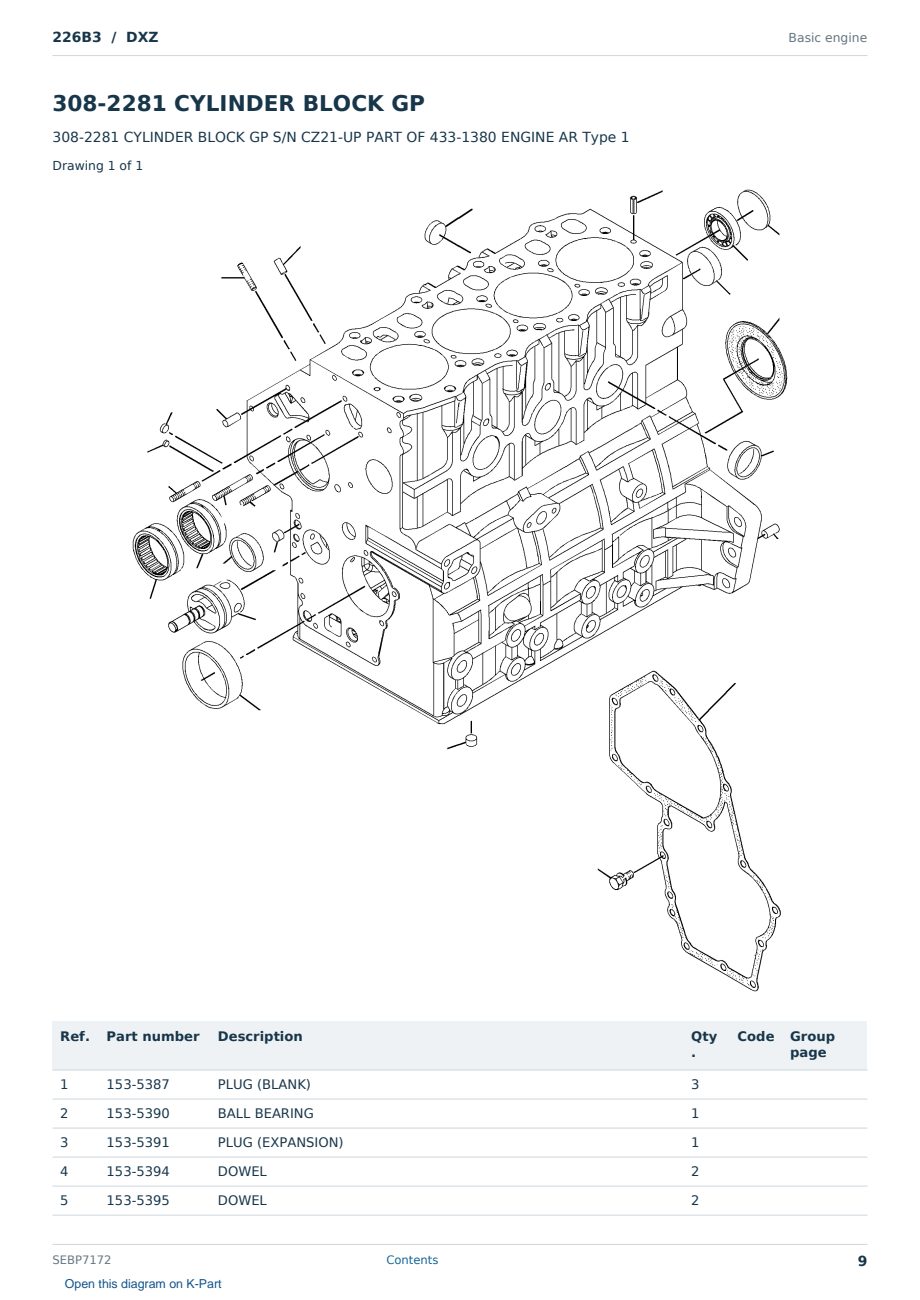 Caterpillar 226B3 S/N DXZ Partsbook SEBP7172 (English) - sample page 9 of 10 Caterpillar 226B3 S/N DXZ Partsbook SEBP7172 (English) - sample page 9 of 10