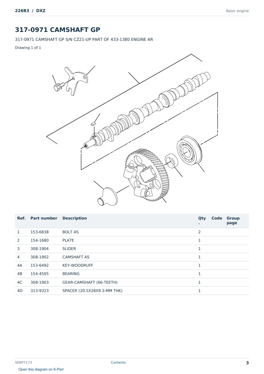 Caterpillar 226B3 S/N DXZ Partsbook SEBP7173 (English) - sample page 3 of 10 Caterpillar 226B3 S/N DXZ Partsbook SEBP7173 (English) - sample page 3 of 10