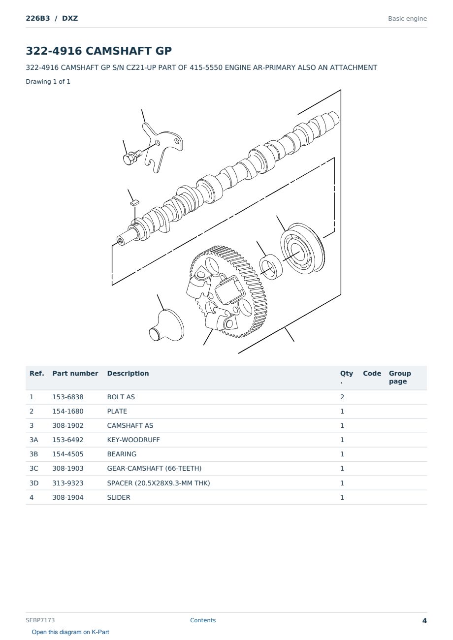 Caterpillar 226B3 S/N DXZ Partsbook SEBP7173 (English) - sample page 4 of 10 Caterpillar 226B3 S/N DXZ Partsbook SEBP7173 (English) - sample page 4 of 10