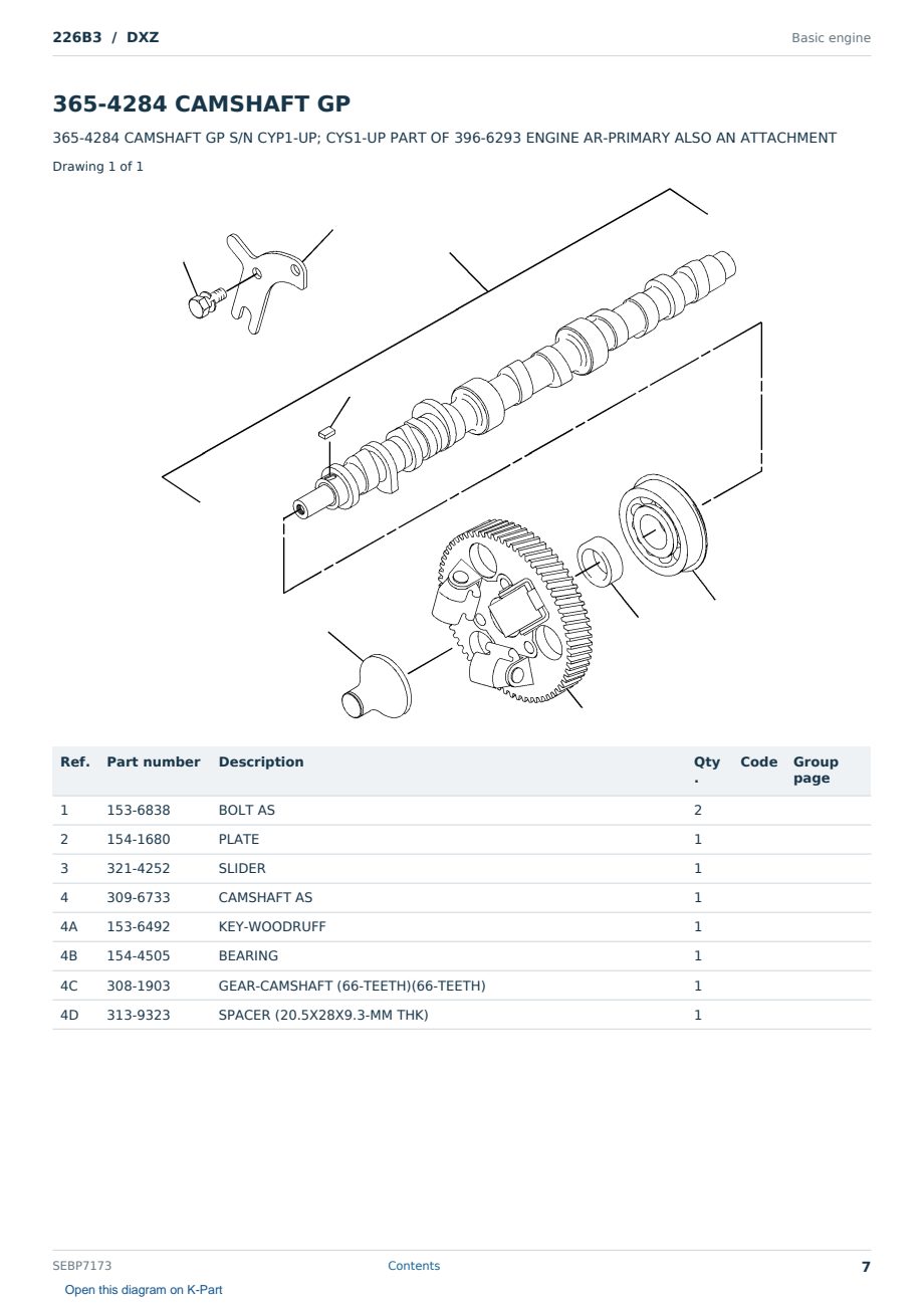 Caterpillar 226B3 S/N DXZ Partsbook SEBP7173 (English) - sample page 7 of 10 Caterpillar 226B3 S/N DXZ Partsbook SEBP7173 (English) - sample page 7 of 10