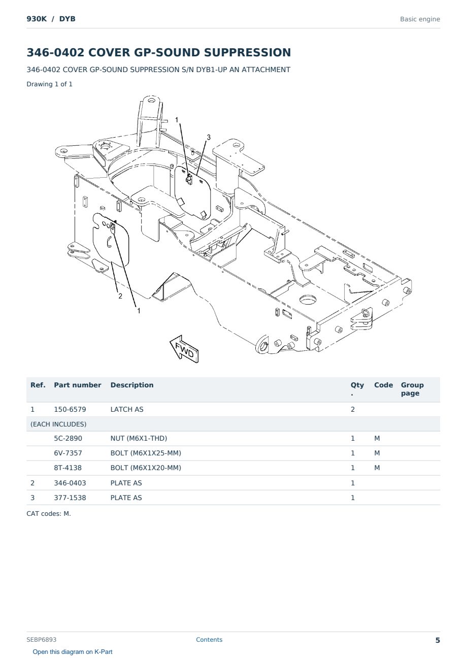 Caterpillar 930K S/N DYB Partsbook SEBP6893 (English) - sample page 5 of 10 Caterpillar 930K S/N DYB Partsbook SEBP6893 (English) - sample page 5 of 10