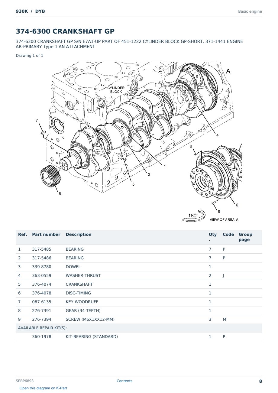 Caterpillar 930K S/N DYB Partsbook SEBP6893 (English) - sample page 8 of 10 Caterpillar 930K S/N DYB Partsbook SEBP6893 (English) - sample page 8 of 10