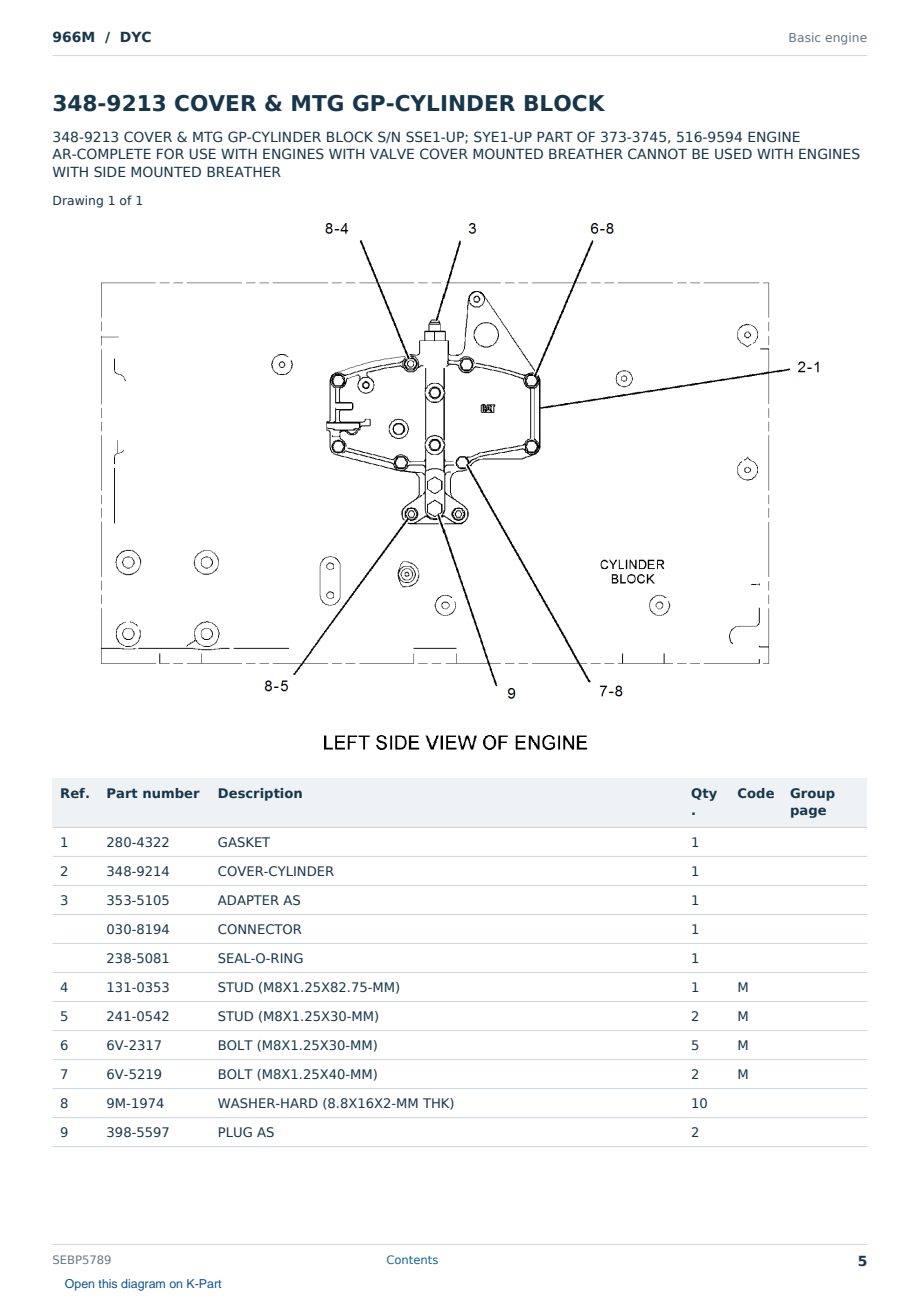Caterpillar 966M S/N DYC Partsbook SEBP5789 (English) - sample page 5 of 10 Caterpillar 966M S/N DYC Partsbook SEBP5789 (English) - sample page 5 of 10