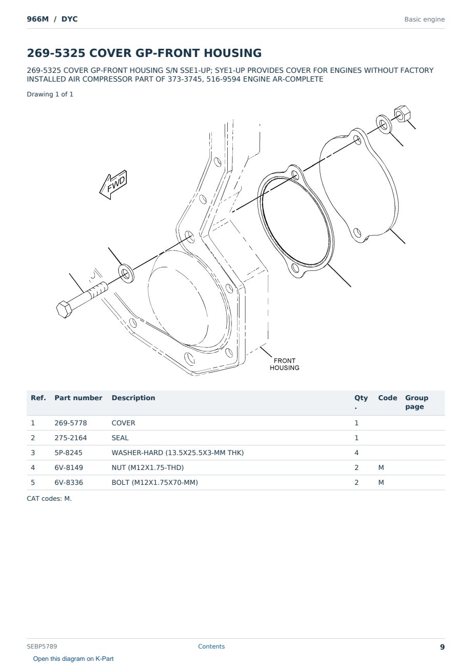 Caterpillar 966M S/N DYC Partsbook SEBP5789 (English) - sample page 9 of 10 Caterpillar 966M S/N DYC Partsbook SEBP5789 (English) - sample page 9 of 10